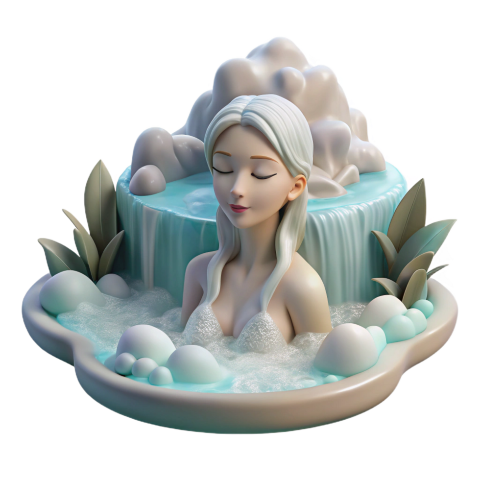 immaculate renaissance An ethereal nymph bathing in a waterfall, mist rising, soft lighting, romanticism style impeccable png