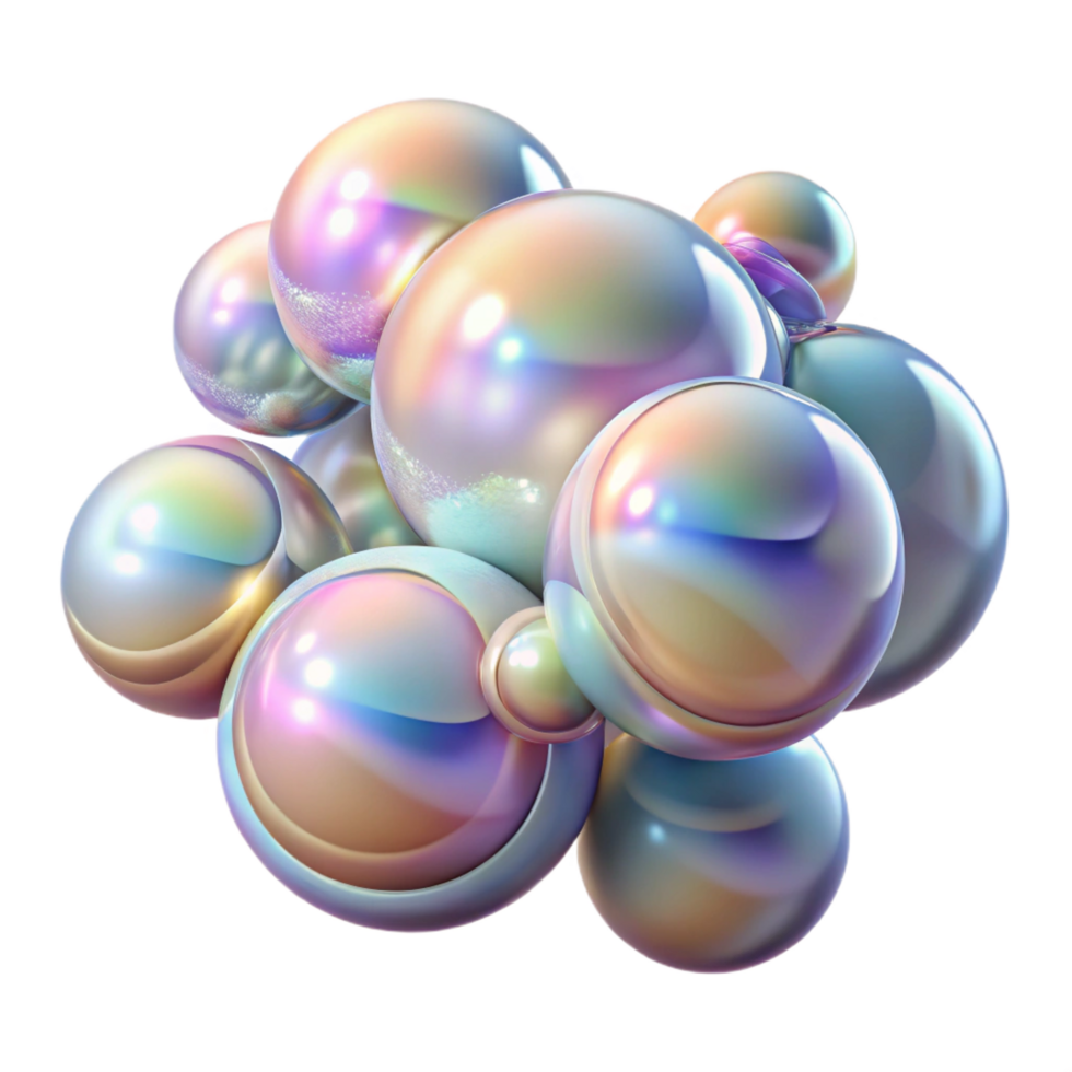 splendid vintage A cluster of floating, iridescent bubbles, with swirling patterns and refracted light, in a soft, dreamy atmosphere 4K png