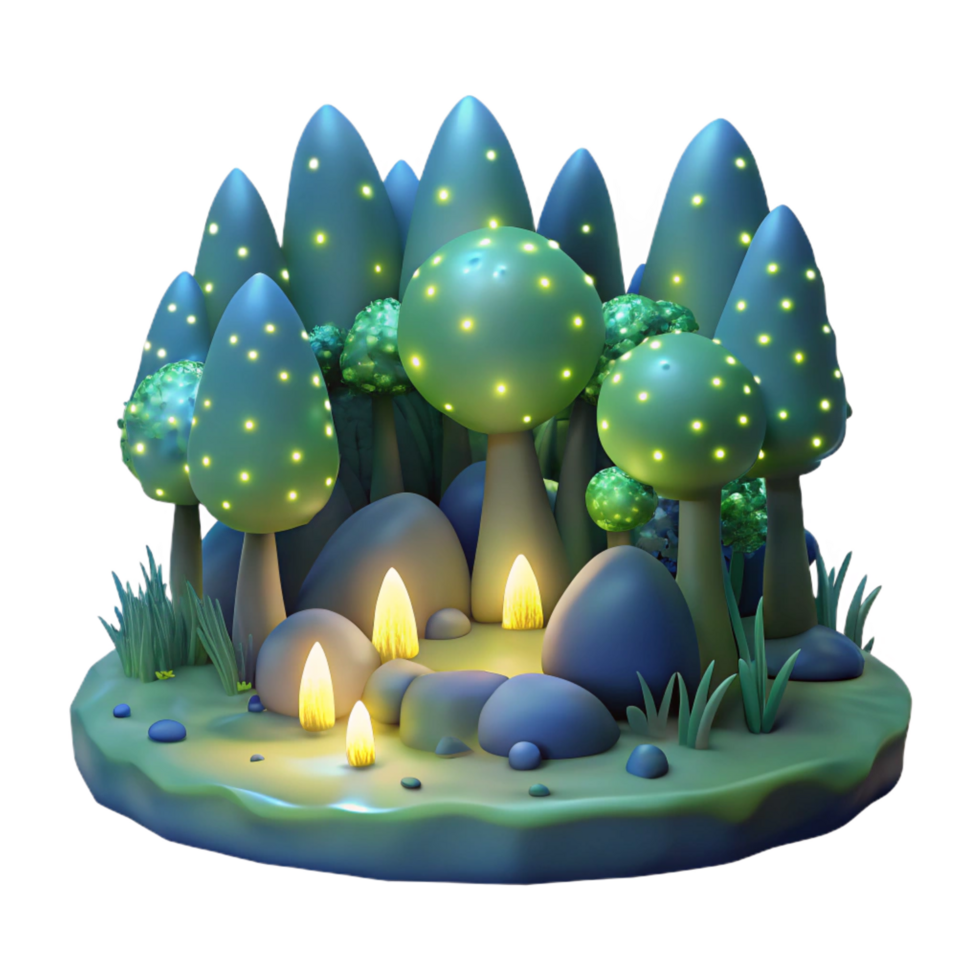 impressive vintage A group of fireflies illuminating a dark forest, bioluminescent glow, depicted in a dreamy, ethereal style genuine png