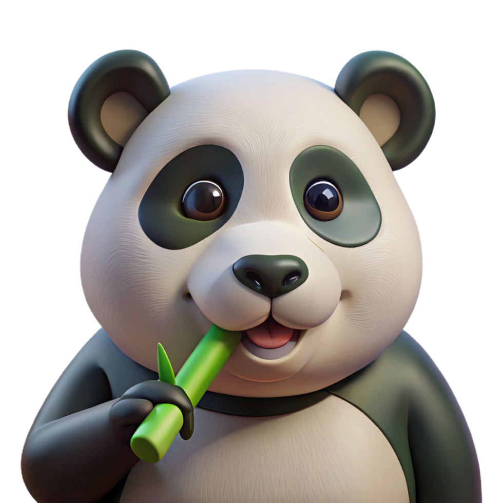 acclaimed modern A giant panda munching on bamboo, close up portrait, soft lighting detailed png