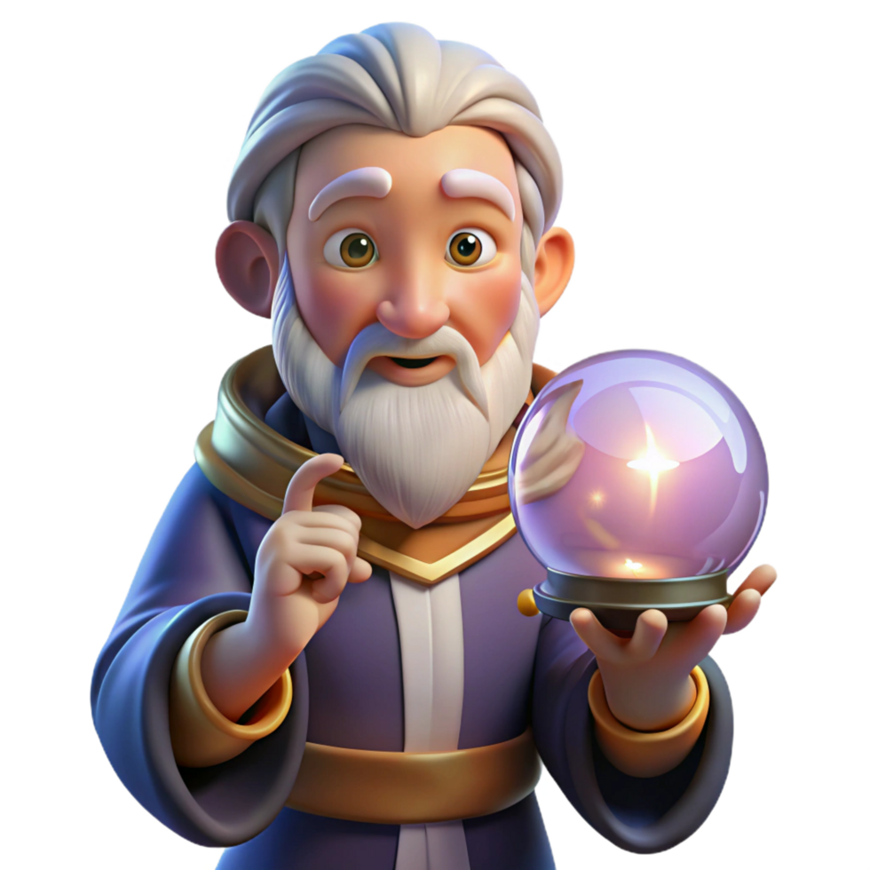 enchanting rare A wise old oracle gazing into a crystal ball filled with swirling mist, illuminated by candlelight. Fantasy art style png