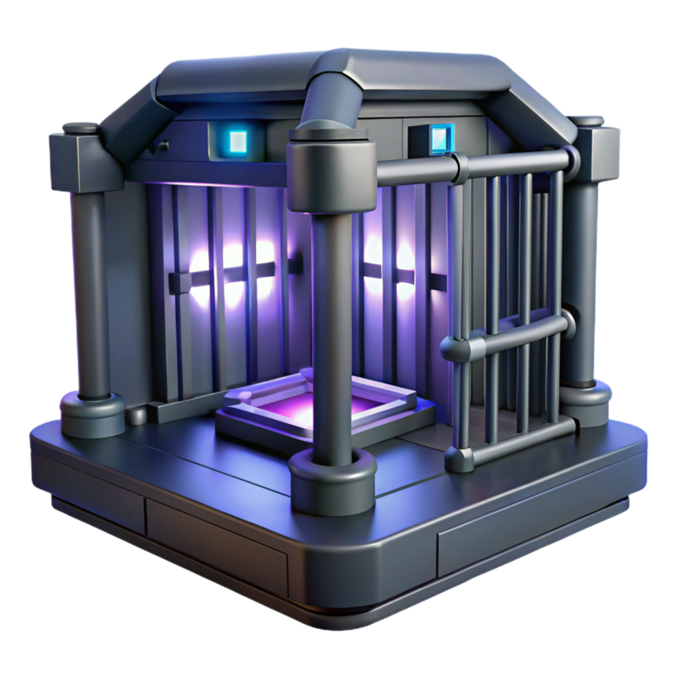 acclaimed creative A futuristic prison cell, dark lighting, gritty style, concept art, expertly shot png