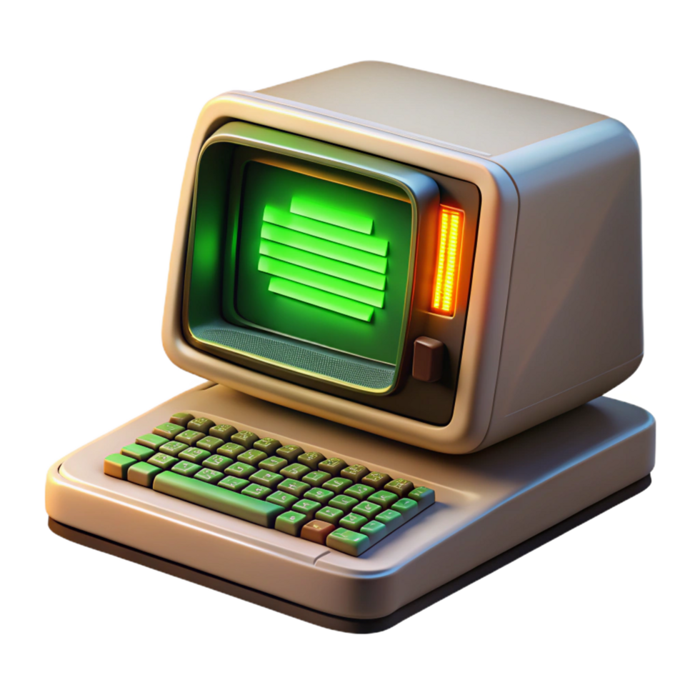 codiciado rústico un Clásico computadora terminal mostrando críptico verde texto, bañado en el calentar resplandor de crt monitor, píxel Arte estilo auténtico png