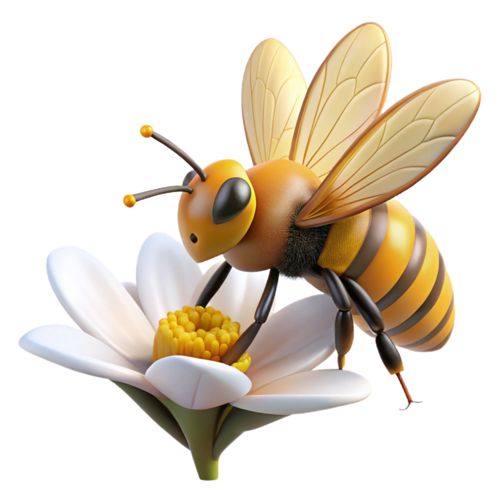 celebrated minimalist A close up of a bee collecting pollen from a flower, macro photography, natural light ultra HD png