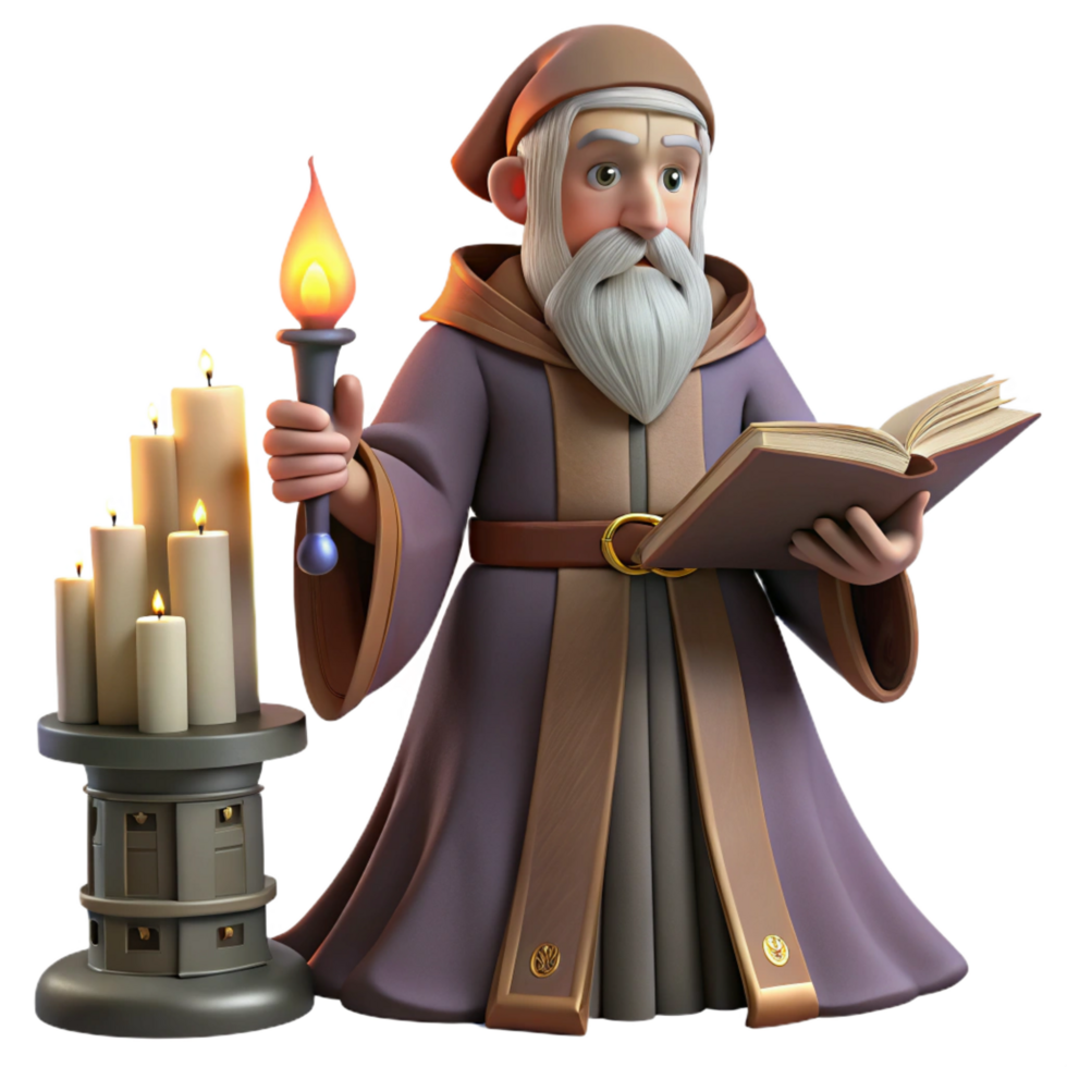 standout organic A wise old wizard casting a spell in a dusty library, candlelight, Renaissance painting style ultra HD png