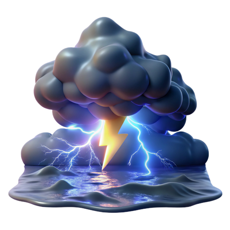 striking harmonious renaissance A lightning strike over a stormy ocean, dramatic nighttime lighting, powerful and intense style premium png