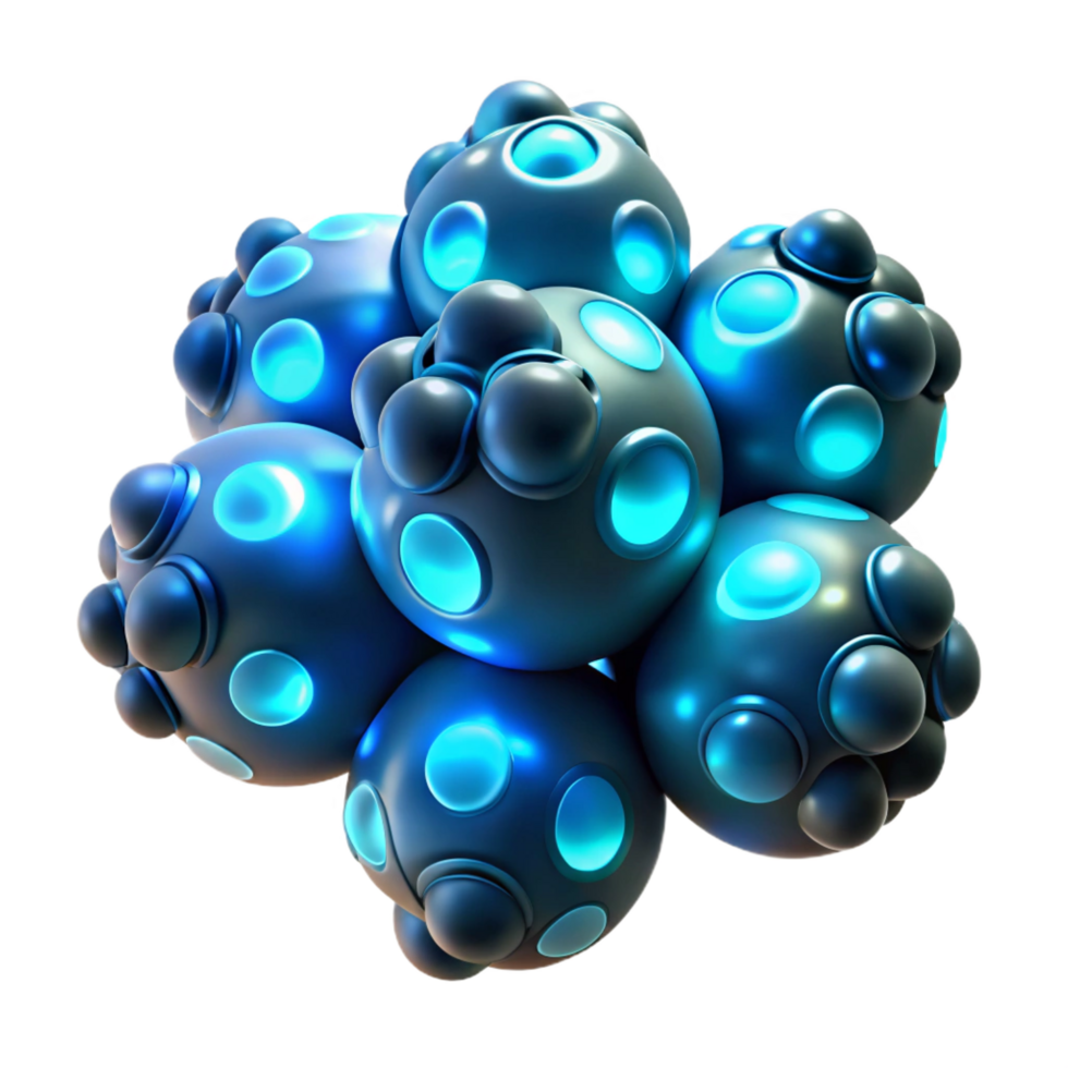 dramatic magnificent A cluster of luminous, bioluminescent organisms floating in deep ocean darkness, illuminated by their own internal light, bioluminescent style authentic png