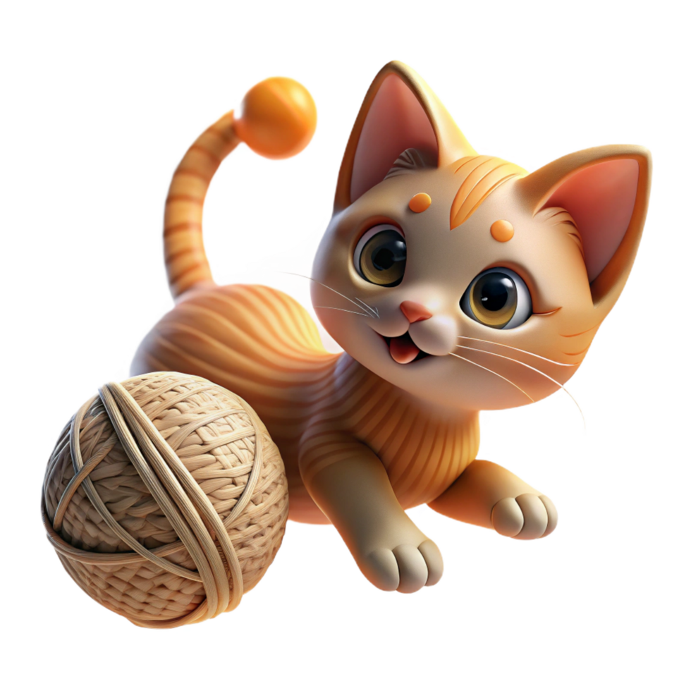 impressive standout A playful kitten batting at a ball of yarn in a sunlit room, dust motes floating in the air. Photorealistic style, warm color palette png