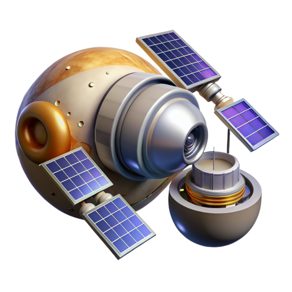 elegant peaceful bohemian A space station orbiting a distant planet, detailed textures and solar panels, realistic style, cosmic lighting refined png