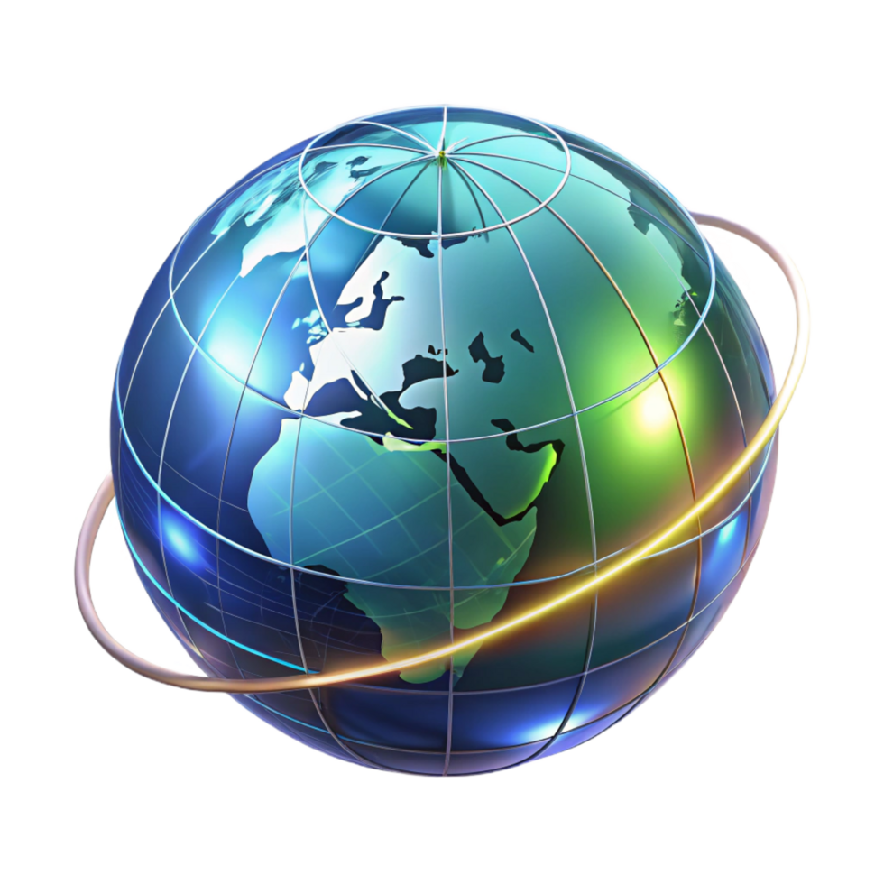 spectacular quintessential A holographic projection of Earth, rotating slowly, continents outlined in glowing lines, dark space background with subtle nebulae, digital art style png