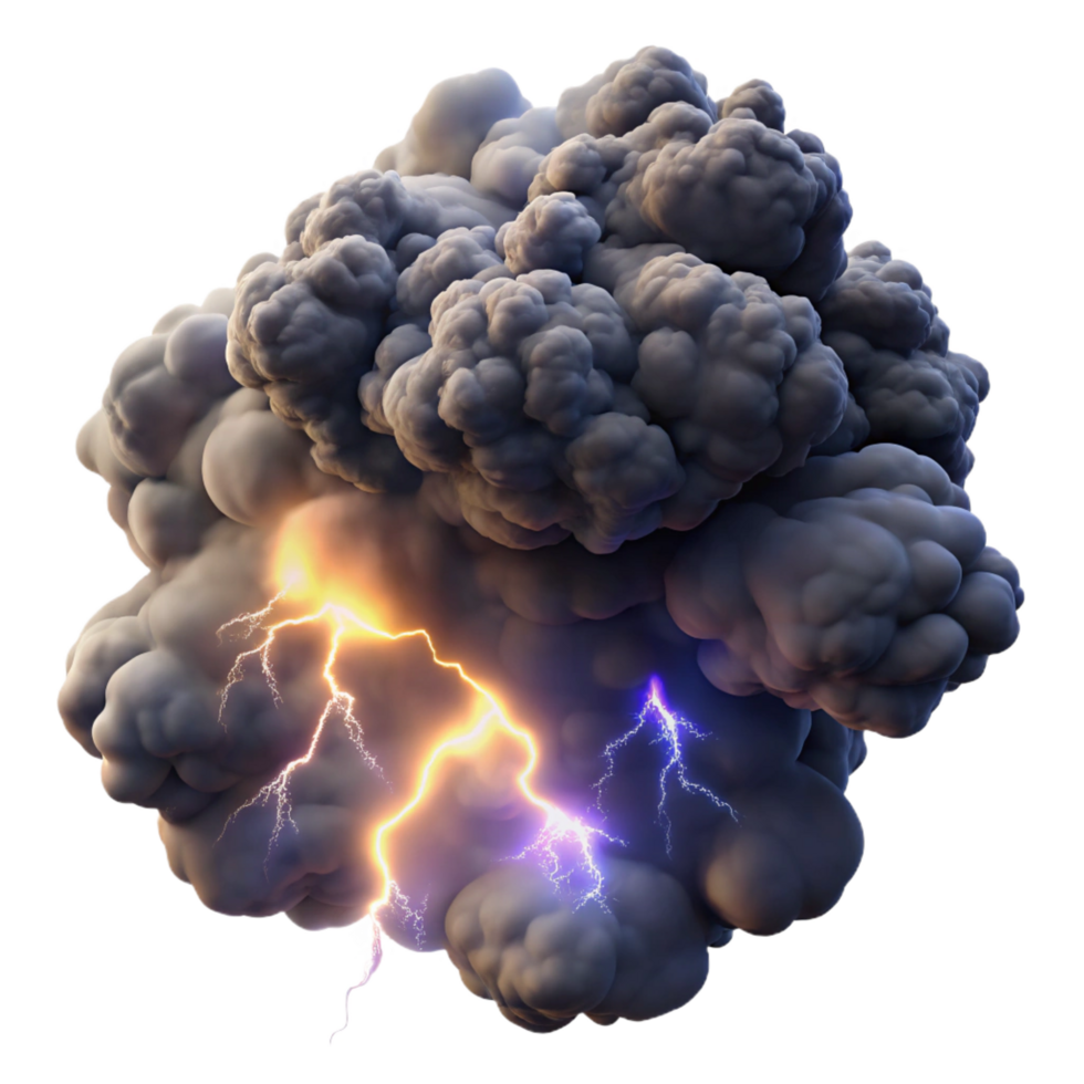 dazzling peaceful creative A cloud of smoke and dust illuminated by a flash of lightning, revealing intricate fractal patterns. Dark and moody, high contrast luxury png