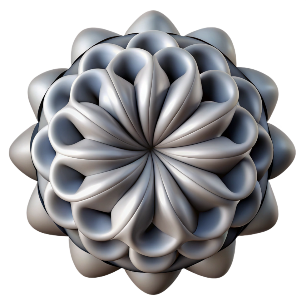 dramatic iconic A complex fractal pattern, rendered in shades of grey, with a subtle texture and a deep, three dimensional appearance png