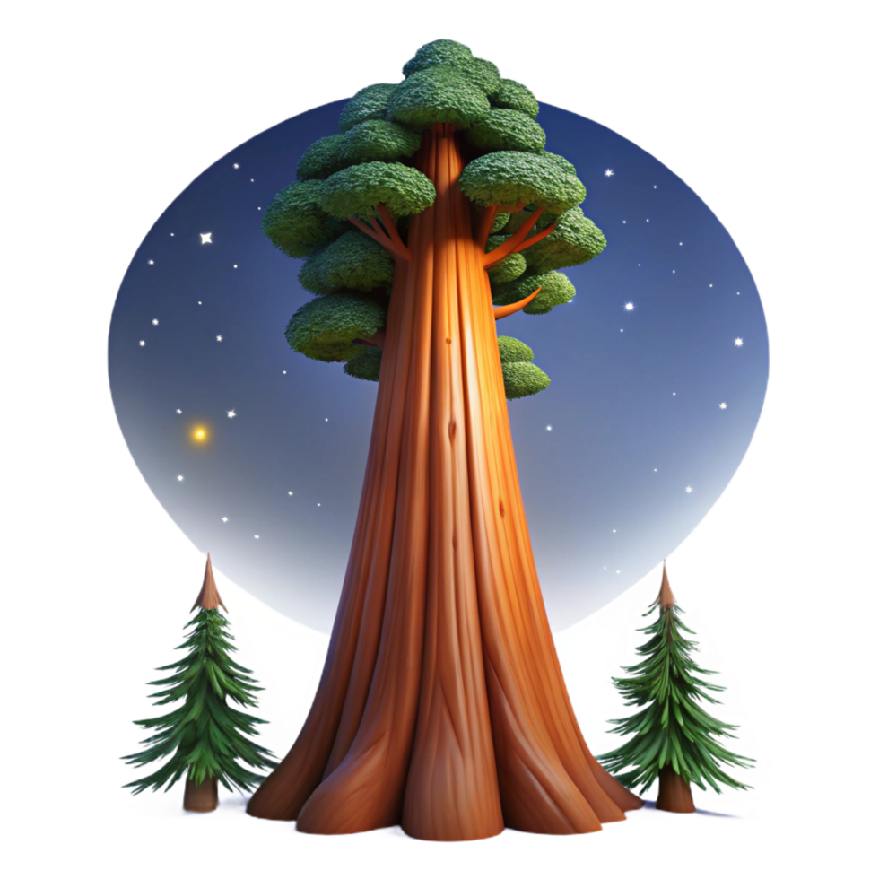 serene victorian A colossal sequoia tree reaching towards a starry night sky, moonlight illuminating the bark, fantasy art style expertly shot png