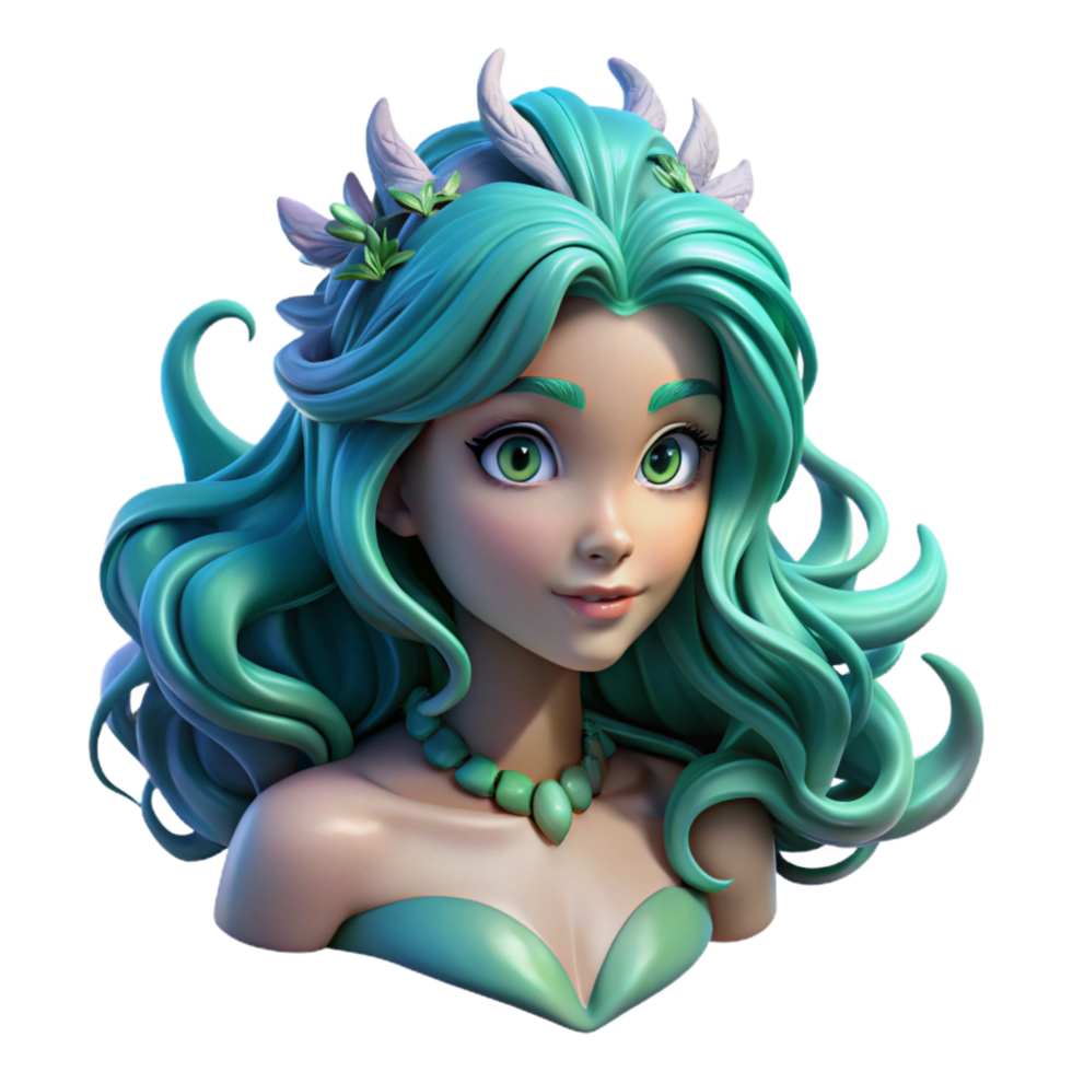 spectacular tranquil bohemian Portrait of a beautiful mermaid with flowing seaweed hair, underwater lighting, fantasy art style high quality png