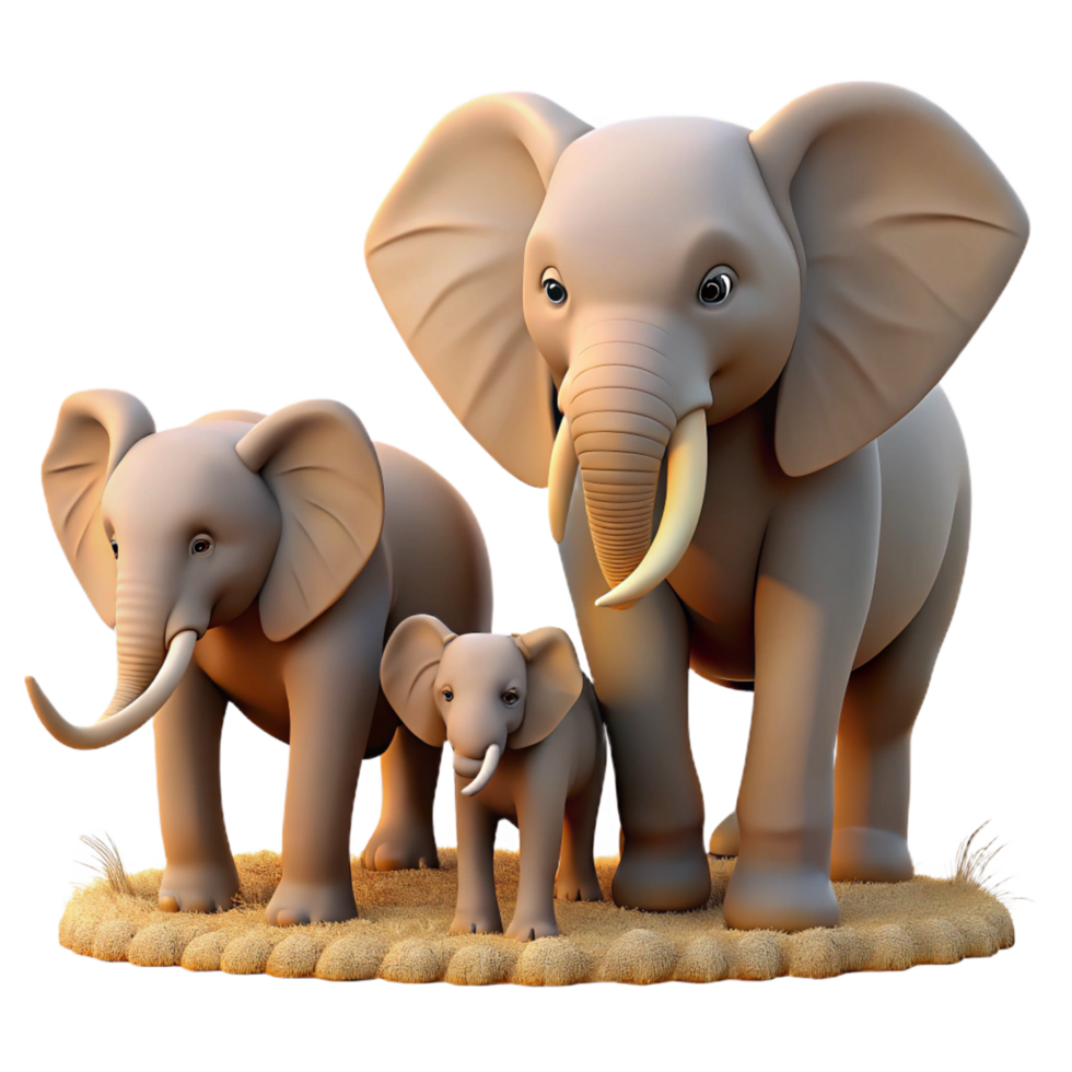 romantic extraordinary A family of elephants walking across the savanna, warm lighting, heartwarming scene elite png
