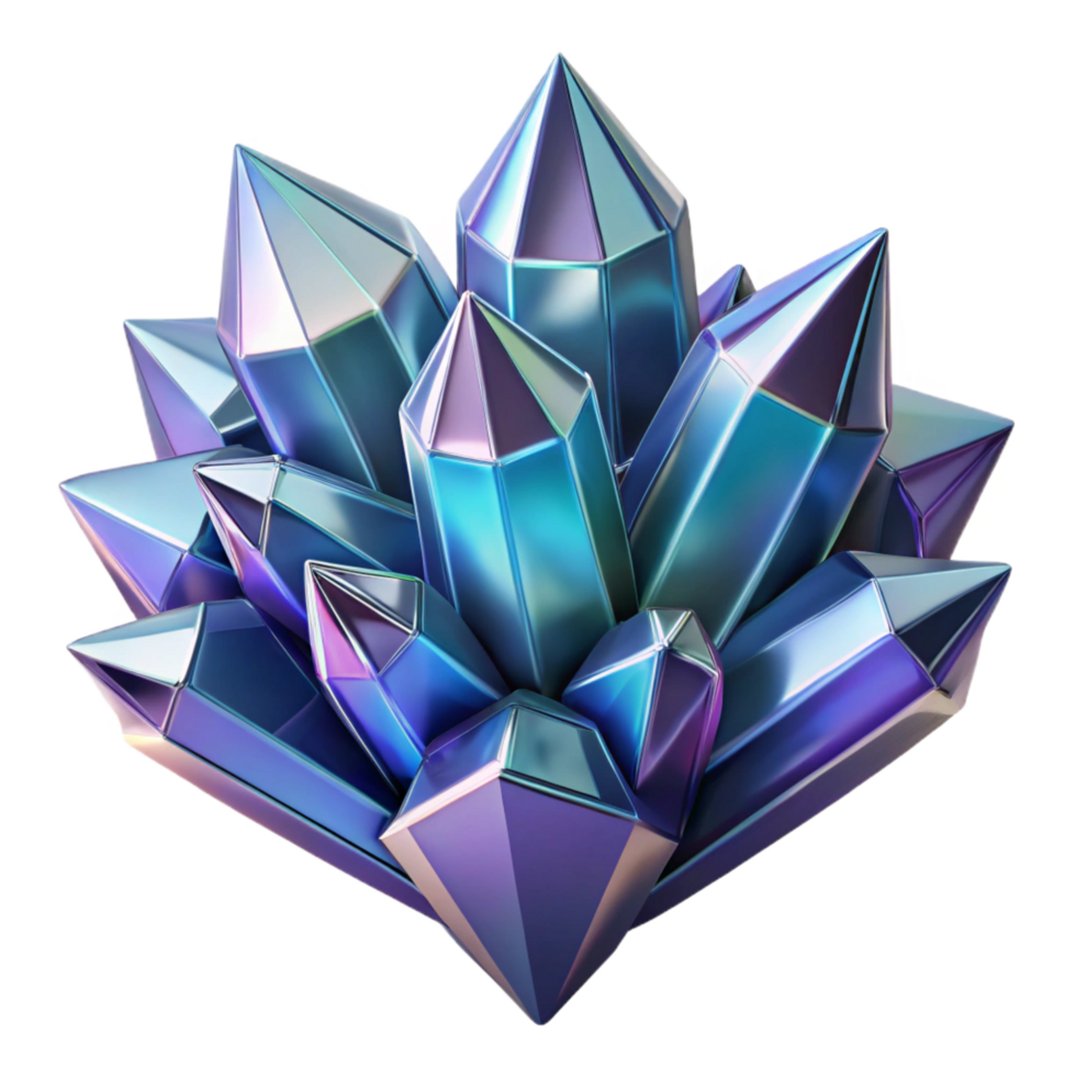 fascinating baroque A cluster of crystalline structures, with sharp edges and facets, refracting light in a dazzling display, in a geometric, abstract style expertly shot png