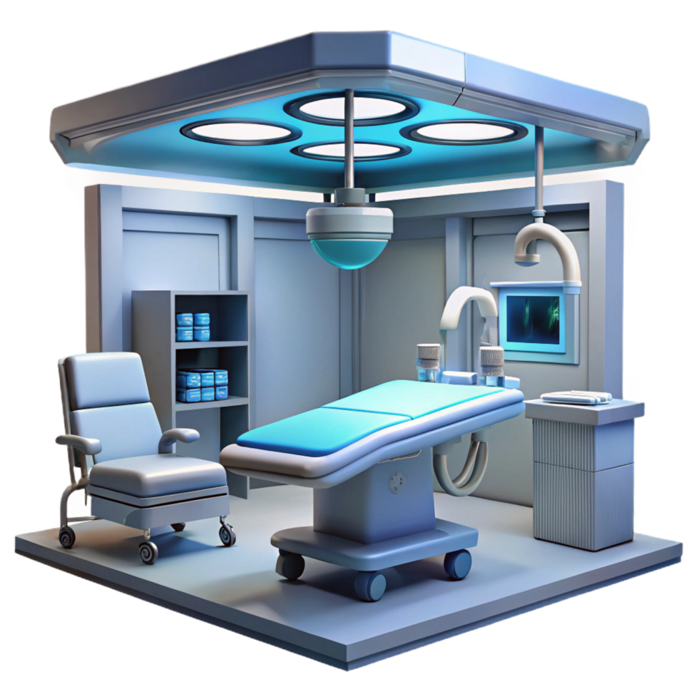 quintessential artistic A futuristic hospital operating room, sterile lighting, photorealistic, concept art, refined png