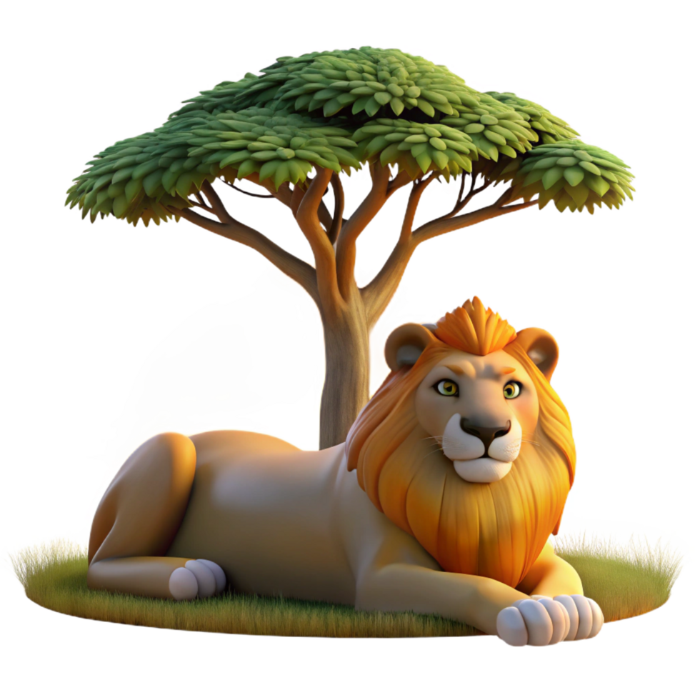 pristine ethereal renaissance A regal lion pride resting under the shade of an acacia tree, golden hour lighting, National Geographic photography style precision png