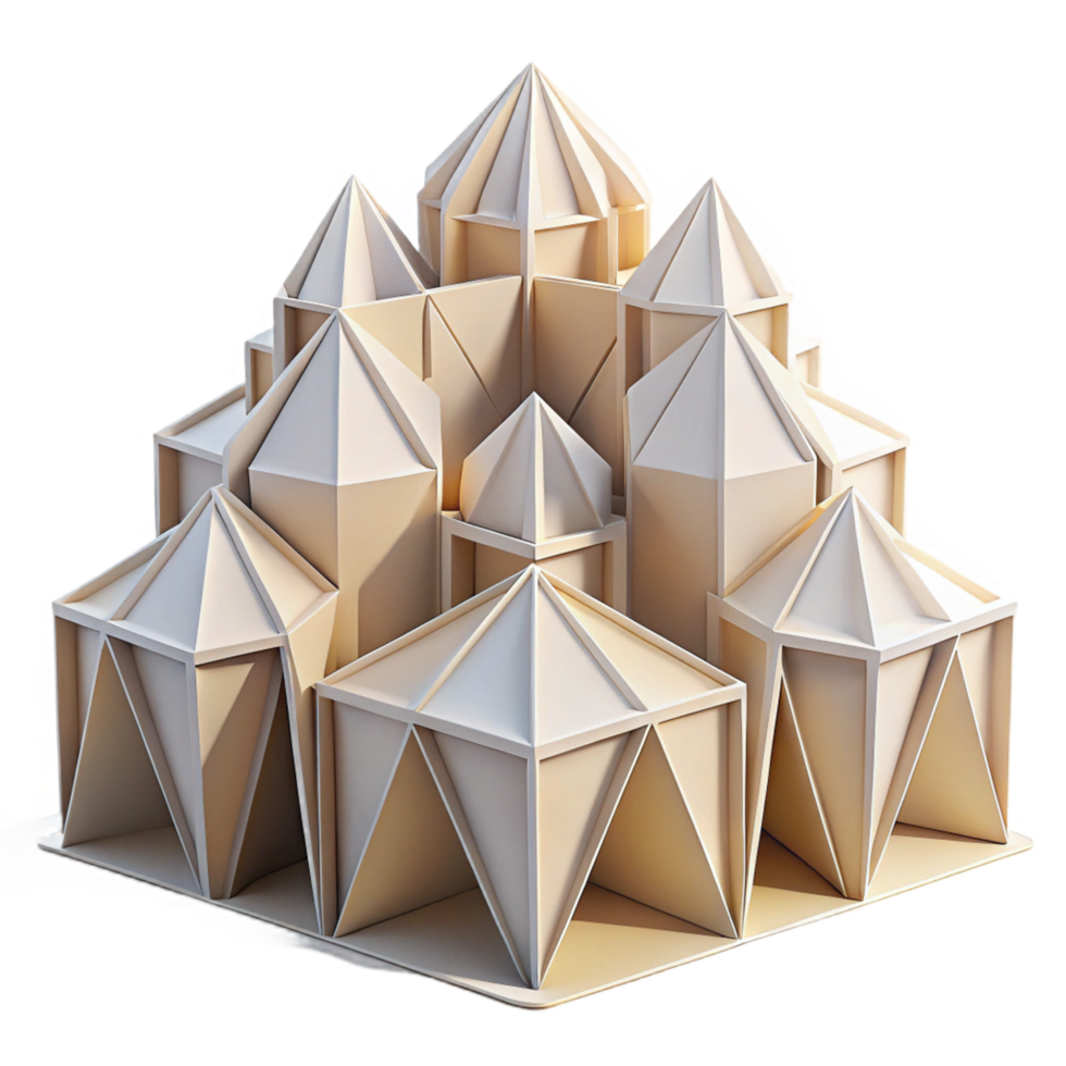 playful magnificent An intricate origami inspired building, folded paper like structures, soft lighting genuine png