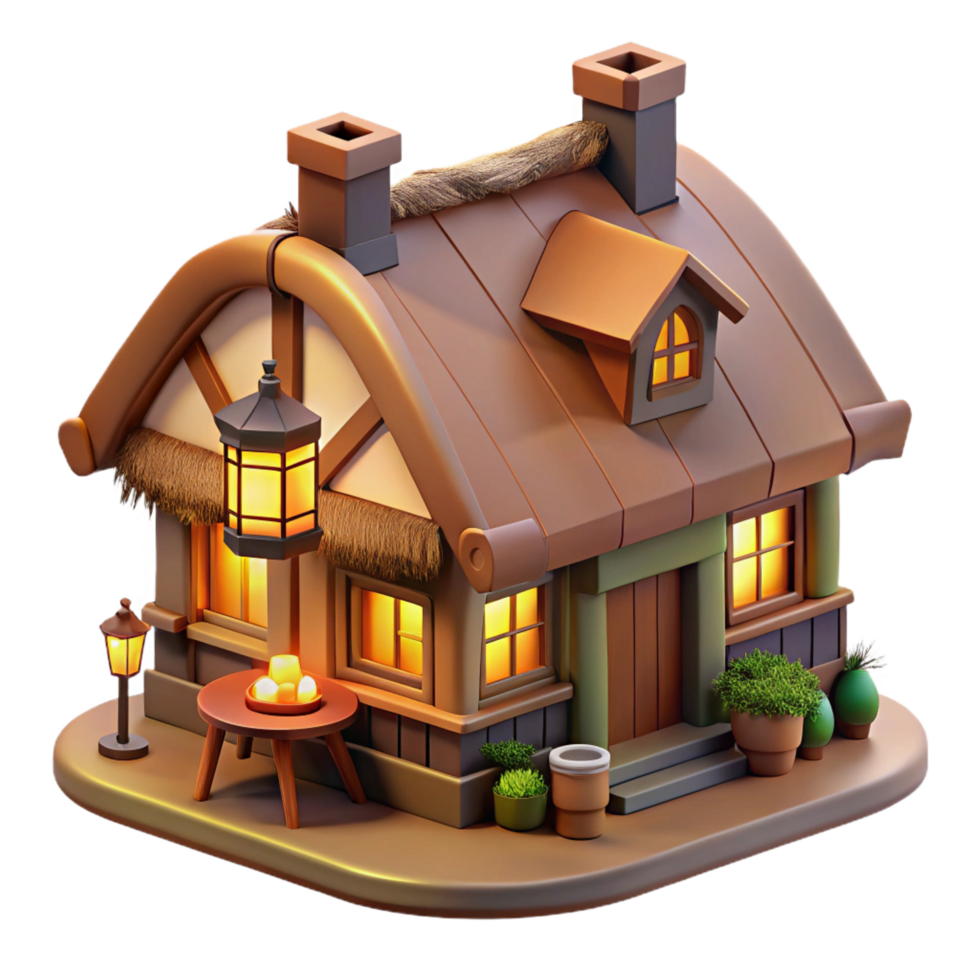 enchanting dreamy futuristic A traditional English pub with a thatched roof, warm inviting lighting, cozy interior, traditional decor, sense of community and history fine detail png