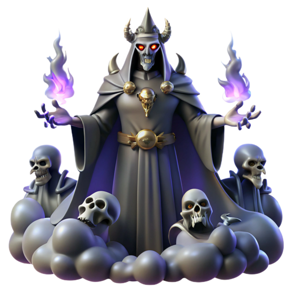 unforgettable art deco A shadowy depiction of Hades, god of the underworld, surrounded by souls, dark, ethereal lighting. Gothic style 4K png