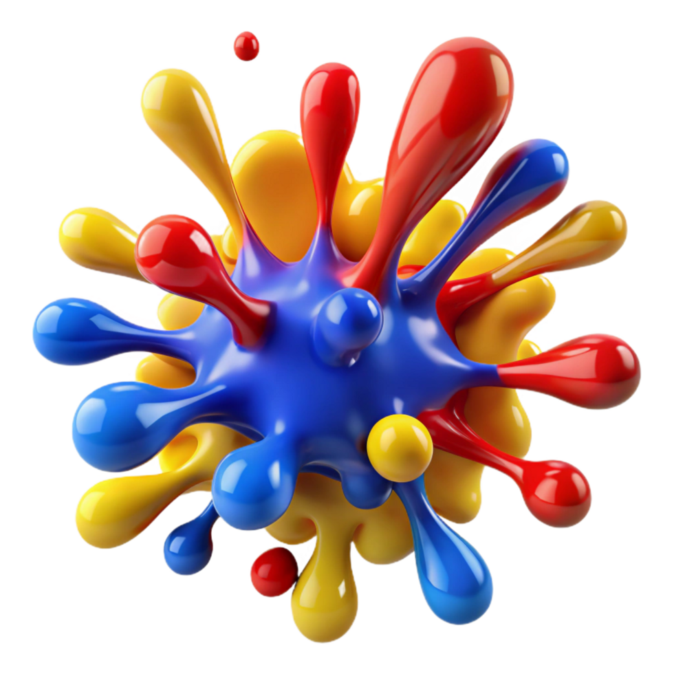 wonderful melancholic rustic A chaotic explosion of paint splatters in bold, primary colors, lit by a harsh, overhead light. Abstract Expressionism style studio quality png