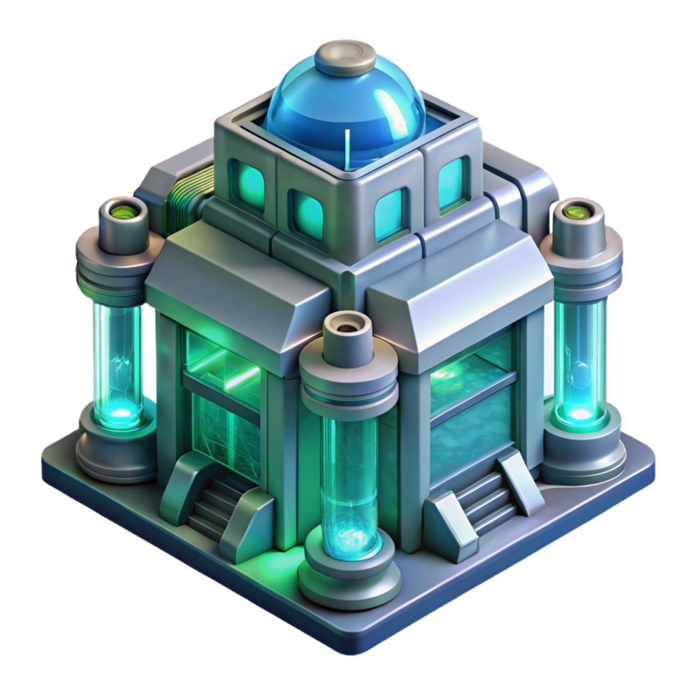 notable vintage A microscopic view of a nanobot constructed building, intricate details, bioluminescent lighting, scientific atmosphere, futuristic style, 4K png
