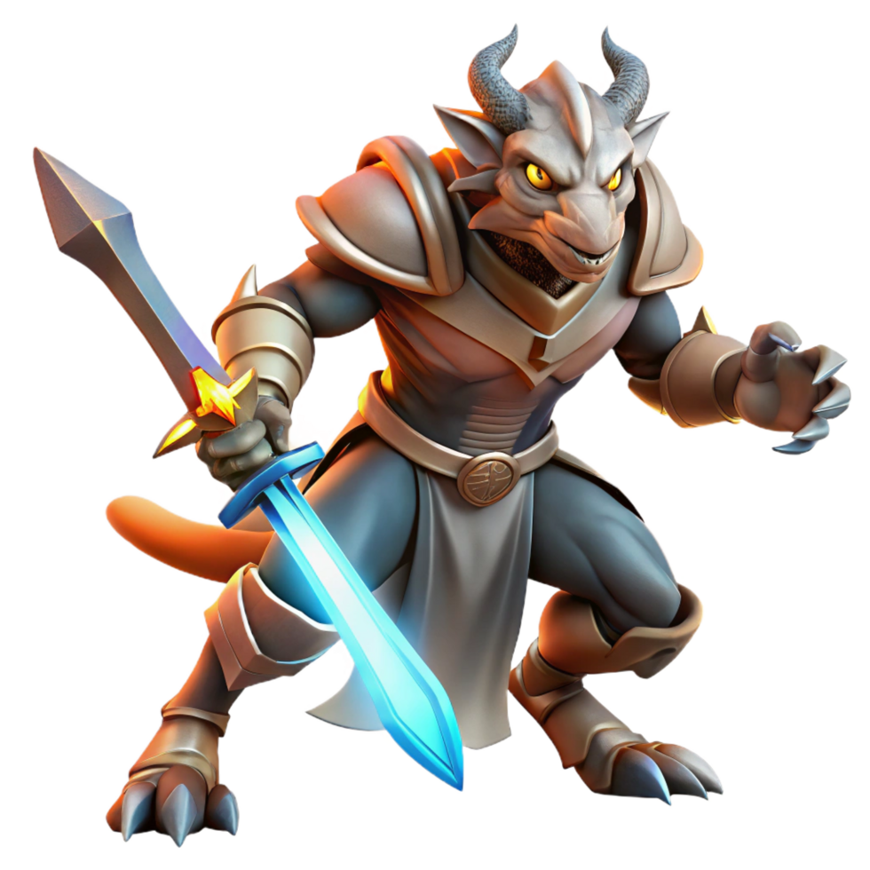radiant vintage A fierce dragonborn warrior wielding a glowing obsidian sword, dynamic pose, dramatic lighting, comic book style professional png