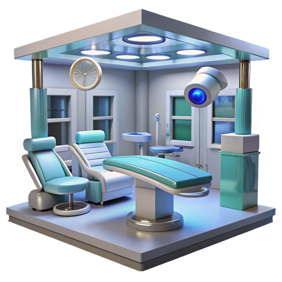 beautiful distinctive A futuristic hospital operating room, sterile lighting, photorealistic, concept art, png