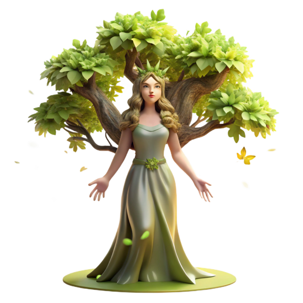 signature coastal An ethereal dryad emerging from a giant oak tree, dappled sunlight filtering through the leaves, Pre Raphaelite style ultra HD png