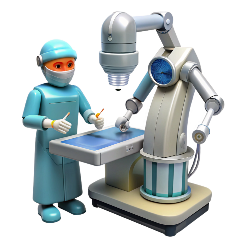 hypnotic coveted A robotic surgeon performing an operation, intricate details, medical illustration style png