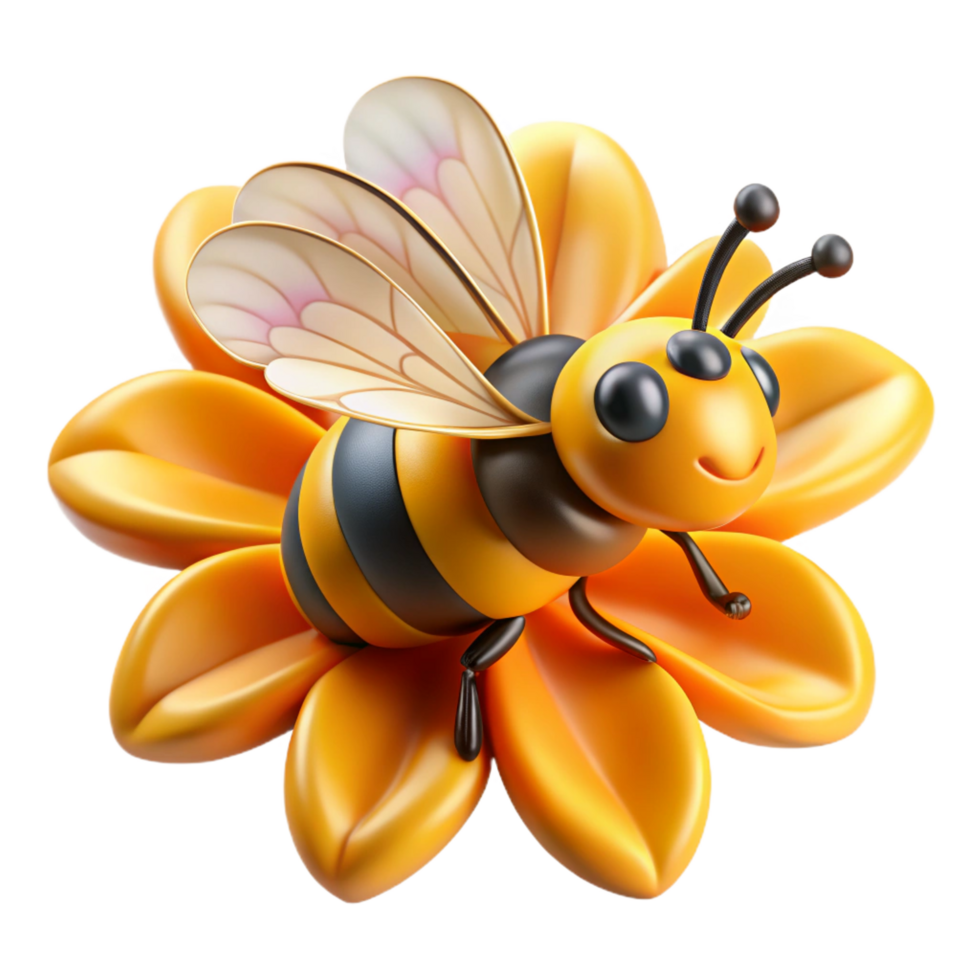 acclaimed elegant A close up of a bee on a flower, macro photography, vibrant colors, detailed textures, studio quality png