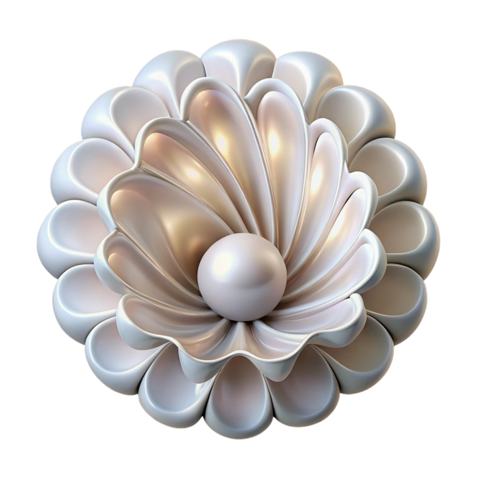 stunning gothic A complex fractal pattern resembling a seashell, rendered in shades of white and illuminated by a soft, pearly light, minimalist style professional png