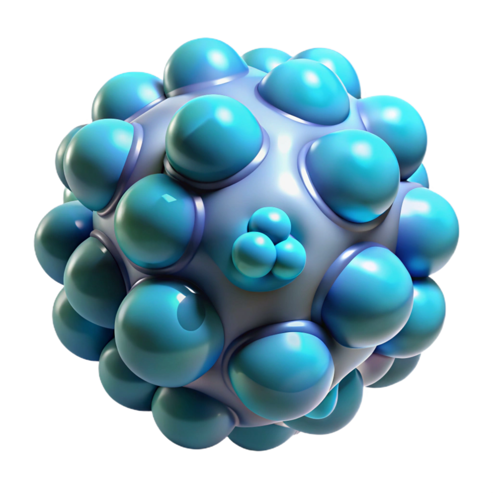 dramatic hypnotic A cluster of amorphous shapes, resembling microscopic organisms, with internal bioluminescence and a dark background and transparent background top tier png