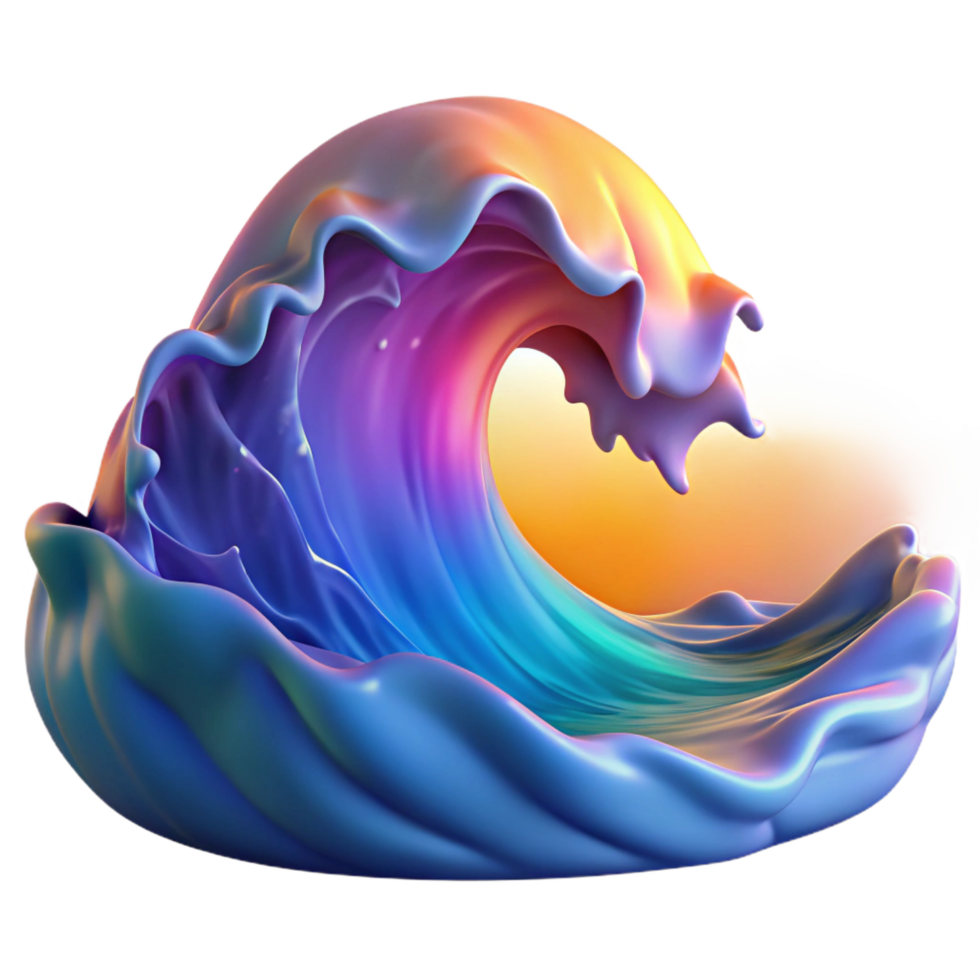 gorgeous abstract A crashing ocean wave at sunset, vibrant colors, dynamic lighting, realistic style, high resolution png