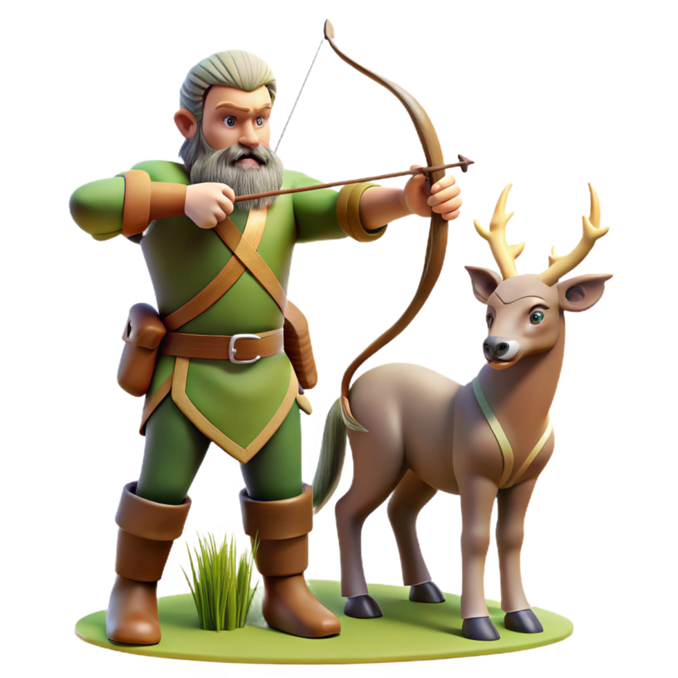 energetic immaculate A wise old centaur teaching archery to a young elf, dappled forest lighting, peaceful and classical style top tier png