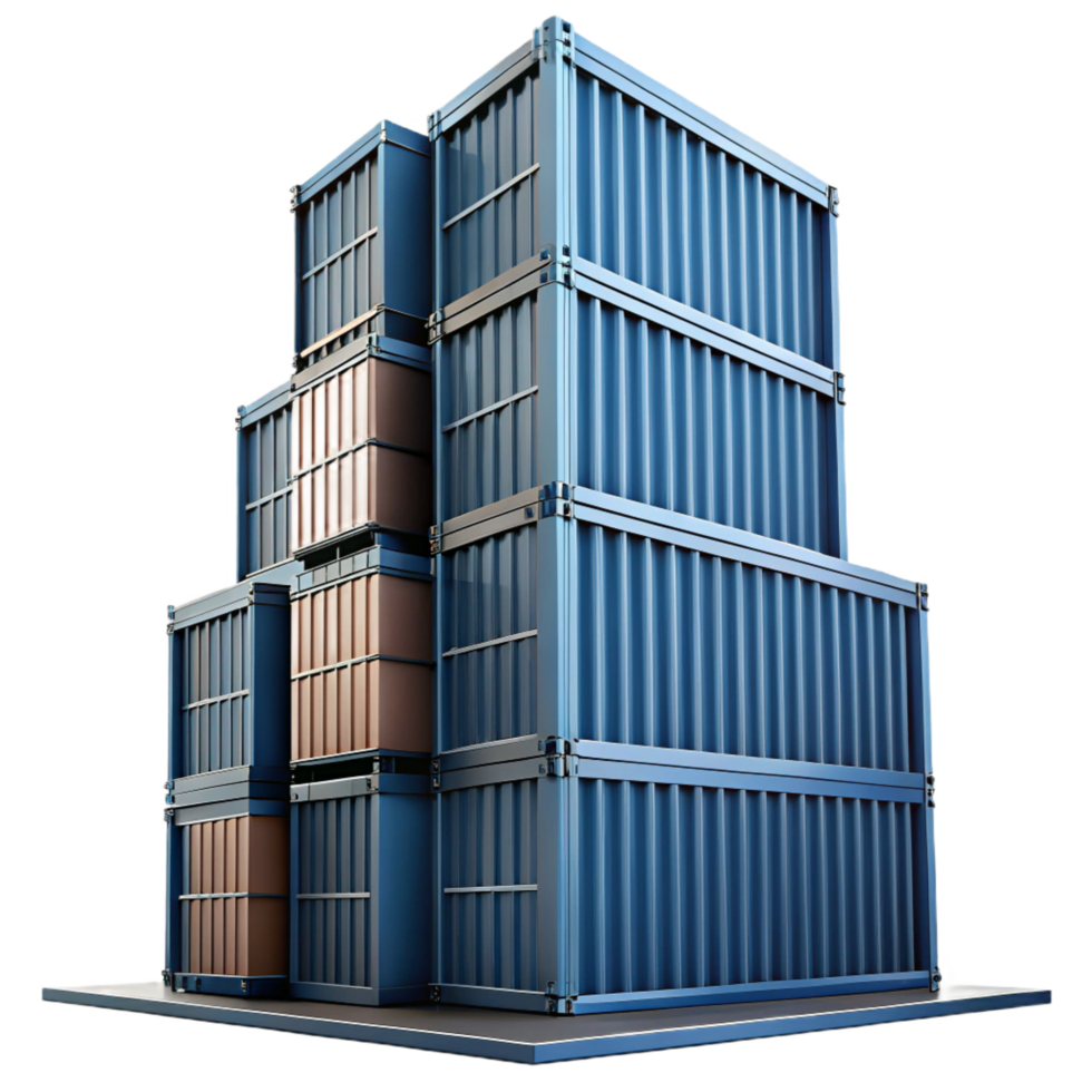 alluring coveted A towering skyscraper made of stacked shipping containers, industrial style, gritty realism, overcast lighting, png