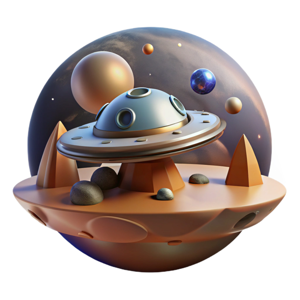 mysterious impressive A spaceship landing on a newly discovered planet, dramatic lighting, cinematic style, matte painting, flawless png