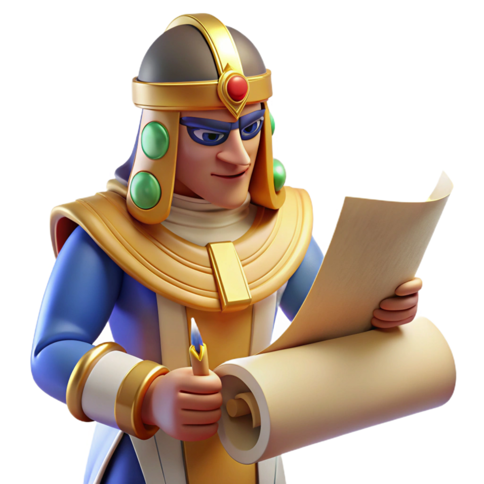 mesmerizing impressionist A wise Thoth writing hieroglyphs, papyrus scroll, soft lighting, Egyptian art style authentic png