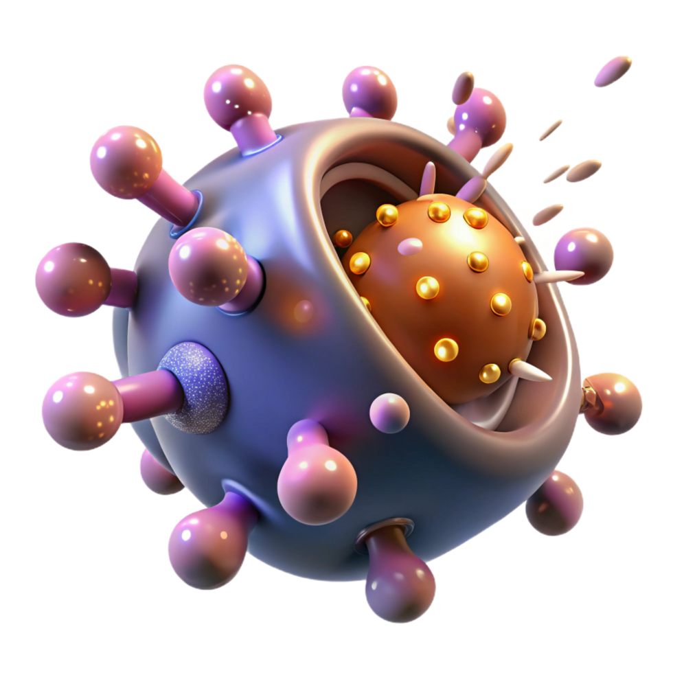 inspired industrial A microscopic view of nanobots repairing damaged tissue, glowing particles, soft, ambient lighting, scientific visualization style high quality png