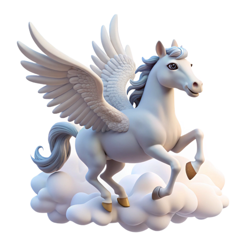 breathtaking inspired A graceful pegasus soaring through the clouds, soft sunlight illuminating its white wings, fantasy art style png