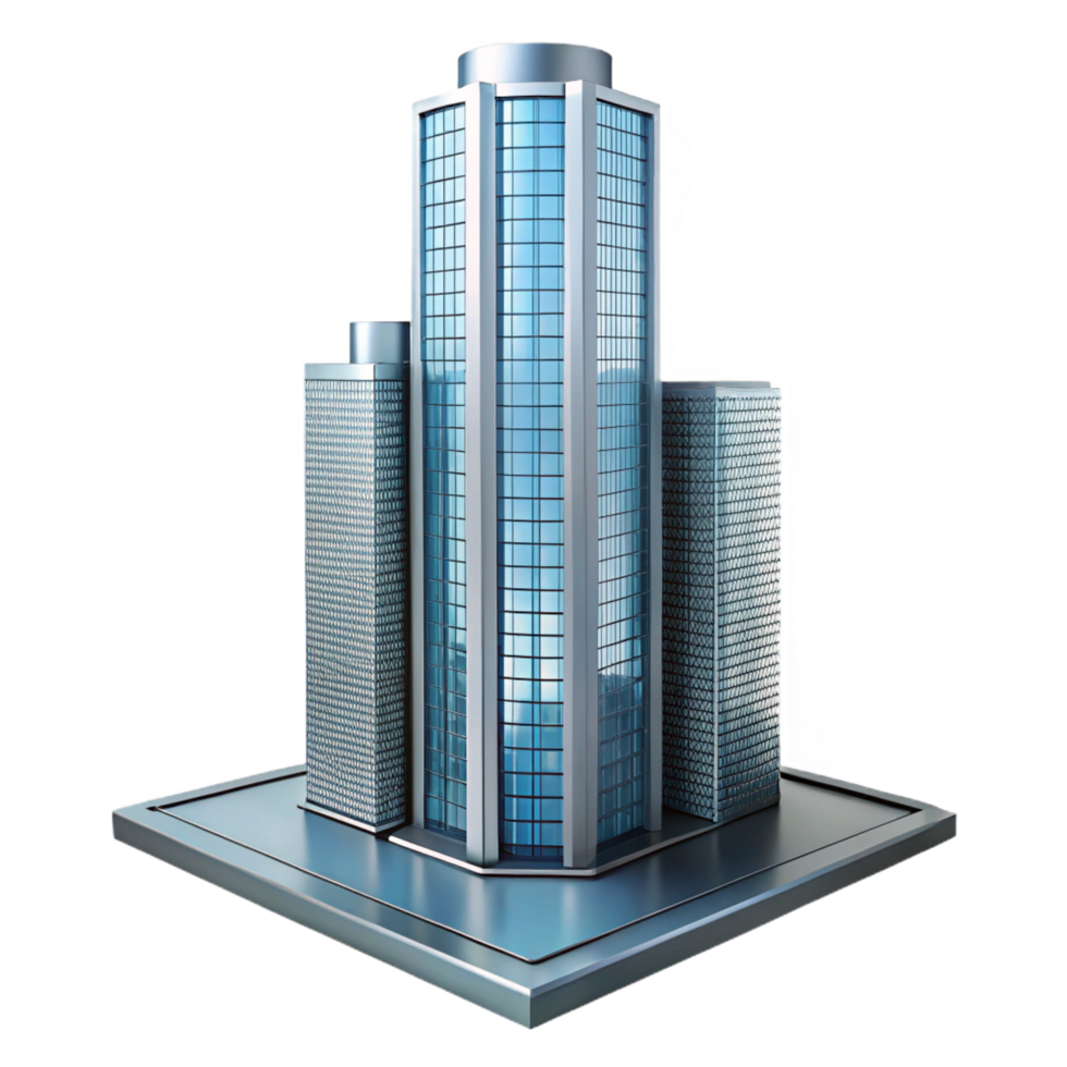 dazzling acclaimed A modern, glass and steel skyscraper, reflecting the surrounding cityscape, sleek and minimalist style, architectural photography png