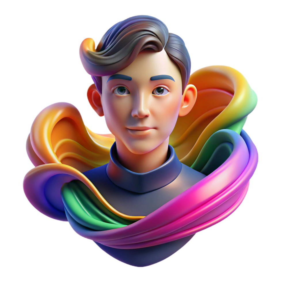 mysterious vibrant An abstract portrait composed of flowing lines and vibrant colors, with a dynamic composition and a blurred effect precision png
