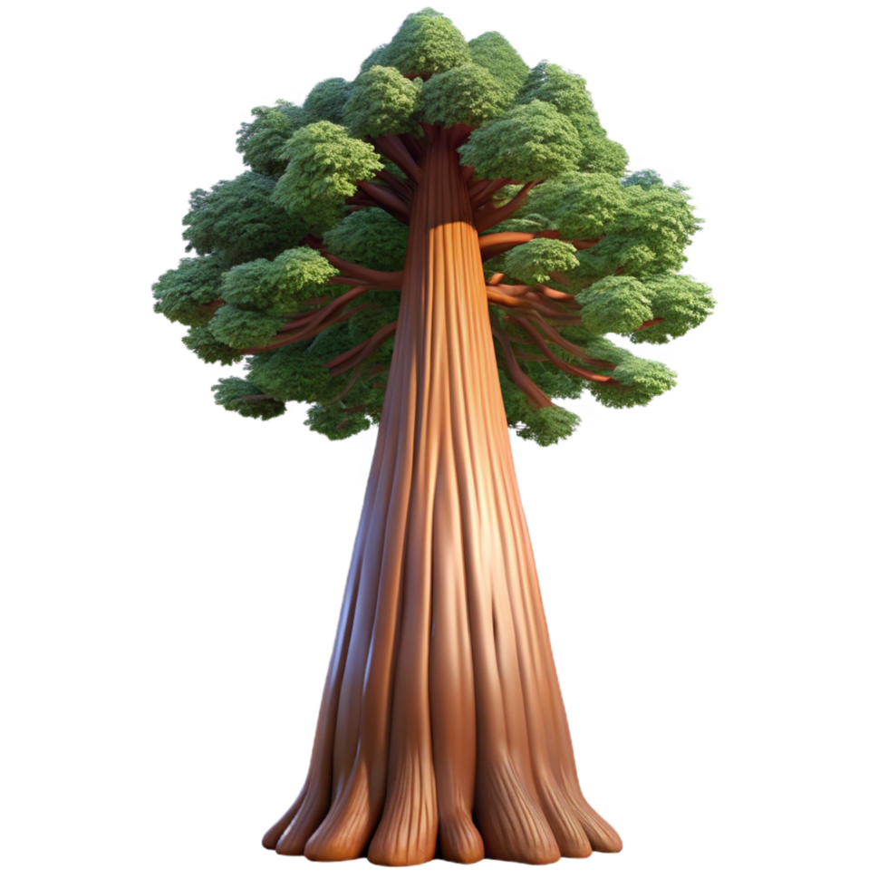 alluring ethereal organic A giant sequoia tree reaching towards the sky, soft light, majestic style, realistic textures, authentic png