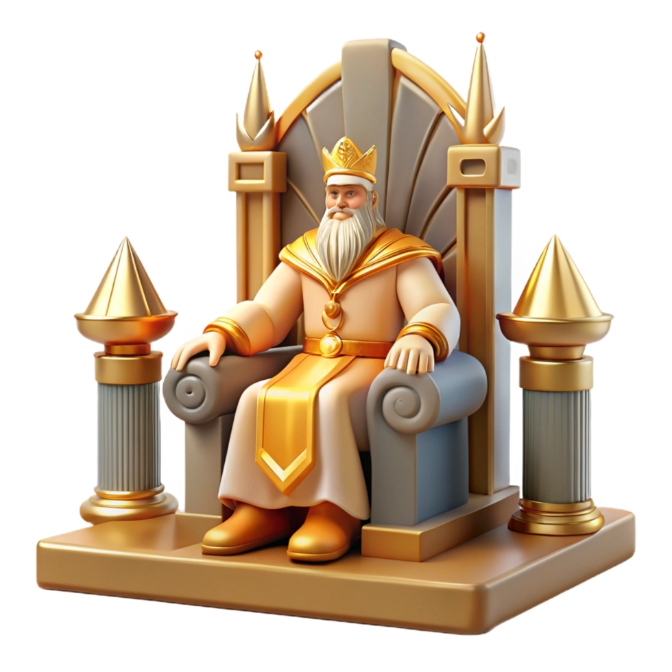 extraordinary sought after A wise Odin sitting on his throne, grand hall with golden light, Norse Mythology style png