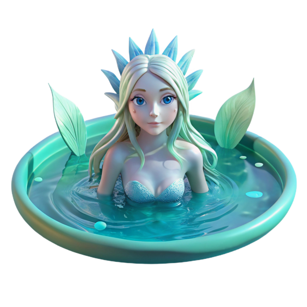 dramatic abstract A serene water nymph floating in a crystal clear pond, soft lighting, fantasy art style precision png