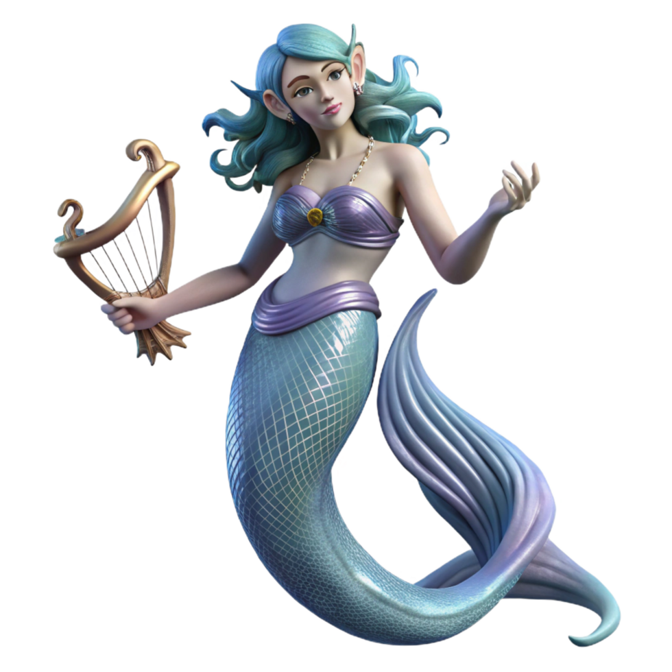 gorgeous dreamy traditional A graceful siren luring sailors with her enchanting song, moonlight, ethereal and mysterious, fantasy art high quality png