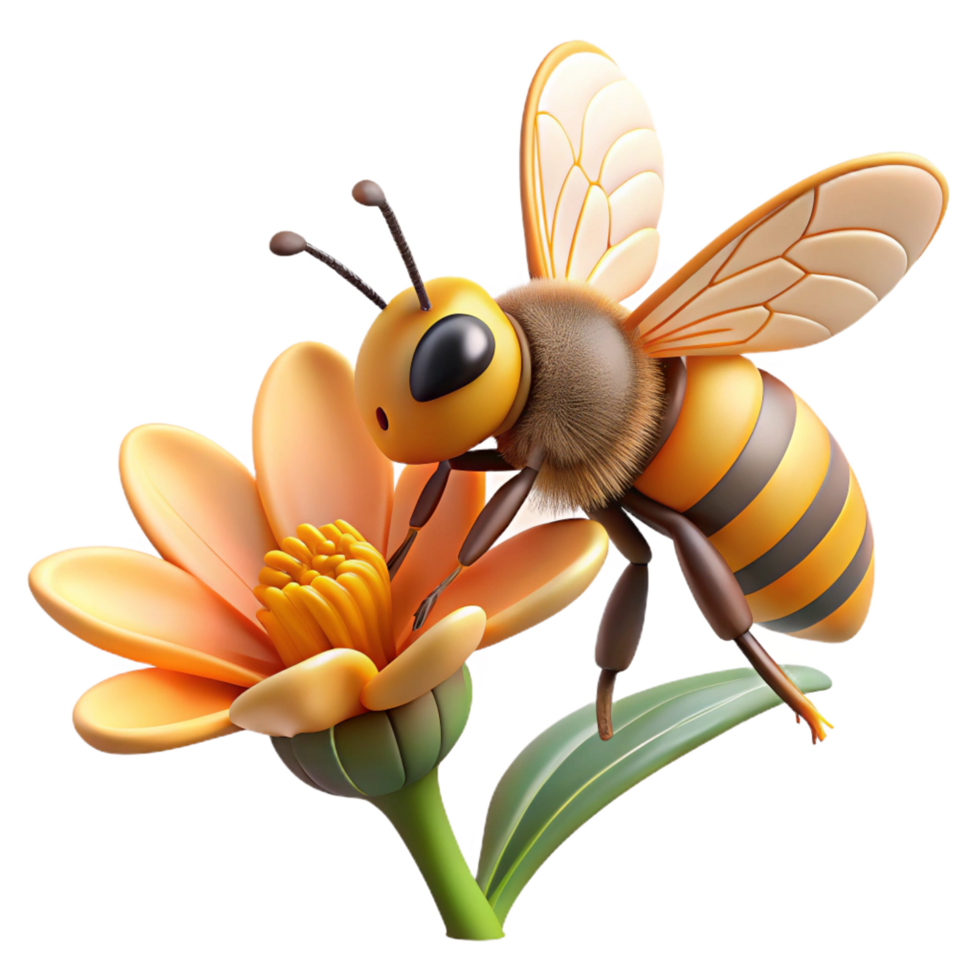 distinguished artistic A close up of a bee collecting pollen from a flower, macro photography, natural light premium png