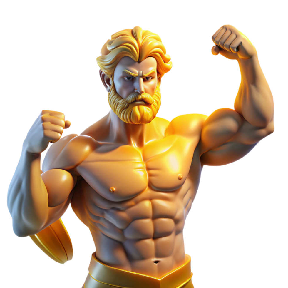 exquisite coveted A powerful titan holding up the sky, strained muscles illuminated by sunlight, classical Greek sculpture style png