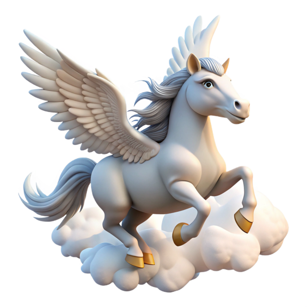 radiant unparalleled A proud pegasus soaring through the clouds, bright sunlight, hyperrealistic style png